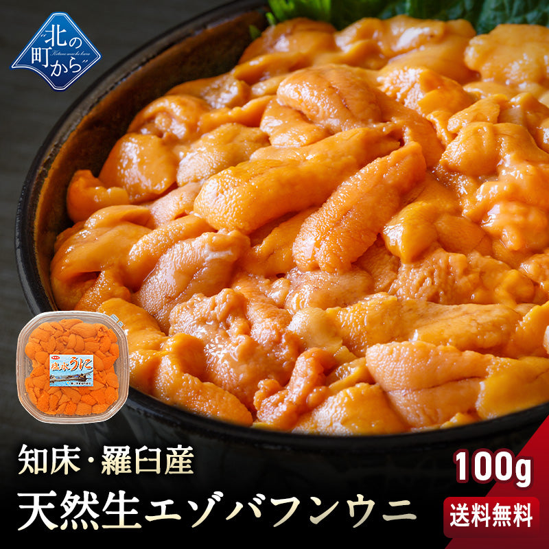 ウニ 希少な知床・羅臼産 塩水ウニ100g 羅臼のウニはキタムラサキよりも勝るとされる「エゾバフンウニ」だけ！ うに ウニ 雲丹【同梱・着日指定不可】【水揚げ次第順次発送】
