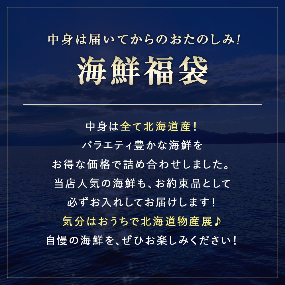 北海道海鮮福袋 梅セット 全5品3,980円！【たらこ(切れ子)200ｇまたは明太子(切れ子)200g＋他4品】